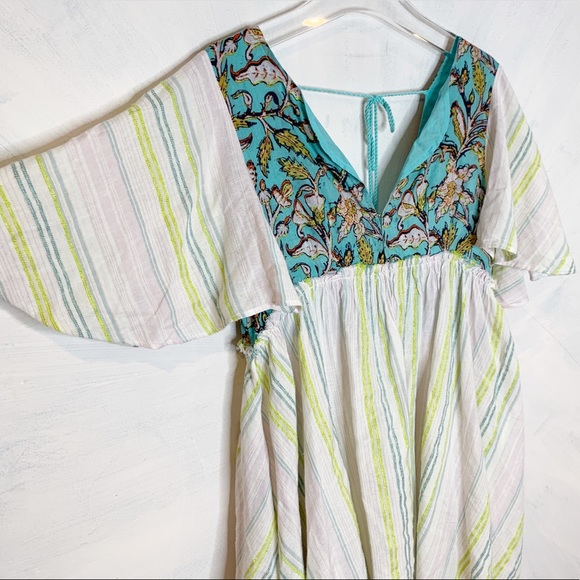 Free People Being Me Tunic Striped Boho Floral - Picture 2 of 8